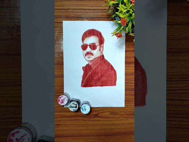 Finger painting of ajay devgan using a red color ️// #shorts #ajaydevgan #artist #vimal