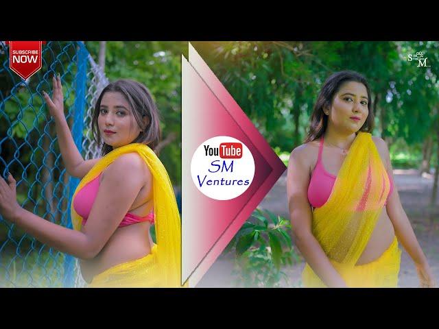 POOJA IN YELLOW SAREE WITH PINK BIKINI VIDEO | SAREE FASHION VLOG | SM VENTURES | 2024