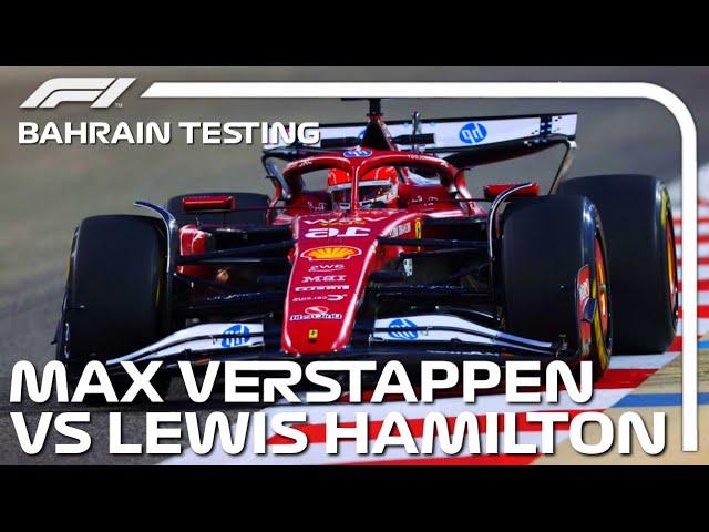 F1 2025 | LEWIS HAMILTON vs MAX VERSTAPPEN vs LIAM LAWSON  testing Ferrari SF-25 at Bahrain Circuit