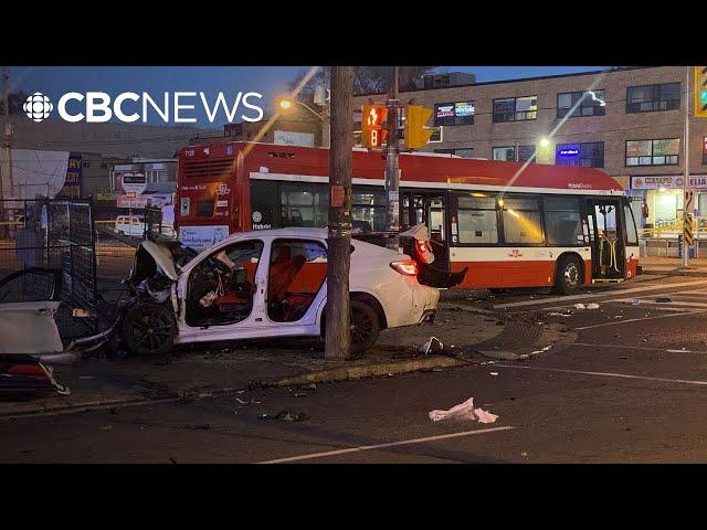 9 injured after stolen BMW collides with TTC bus in North York