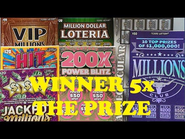 5x THE PRIZE WINNER$200 WORTH OF $20s AND $50s GAMES - TEXAS LOTTERY SCRATCH OFFS TICKETS