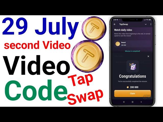 Tapswap Watch daily video cinema code | Tapswap Video Code Today 29 July Tapswap code