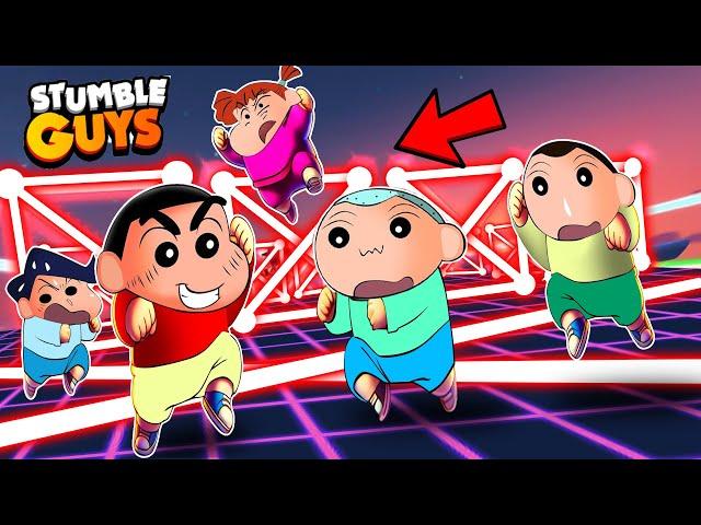 Shinchan Vs Kazama Vs Masao Vs Bo Vs Nene In Laser Dash Battle  | Shinchan Playing Stumble Guys 