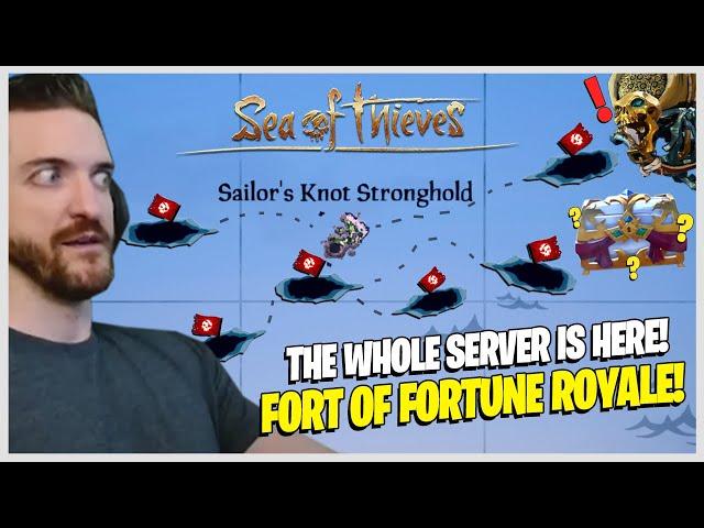 6 SHIPS FIGHT OVER THE FORT OF FORTUNE! (+ Chest of Fortune & Ancient Skeleton) Sea of Thieves!