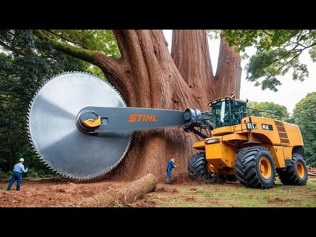 Extreme Dangerous Fastest Big Chainsaw Cutting Tree Machines | Monster Stump Removal Excavator #59