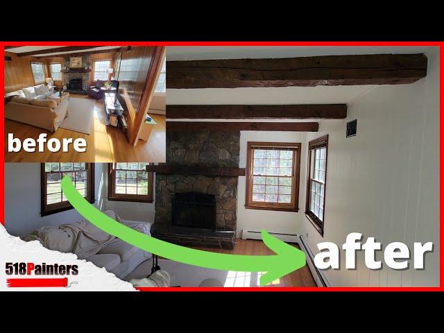 How To Paint Fake And Real Wood Paneling - Before And After