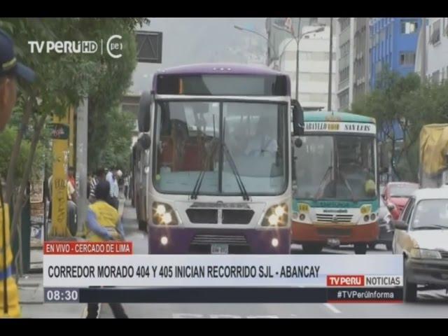 Buses de Corredor Morado 404 y 405 inician recorrido SJL - Av. Abancay