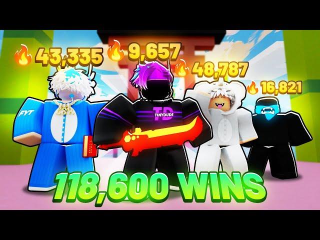 The ULTIMATE 118,600 Wins Squad in Roblox Bedwars..