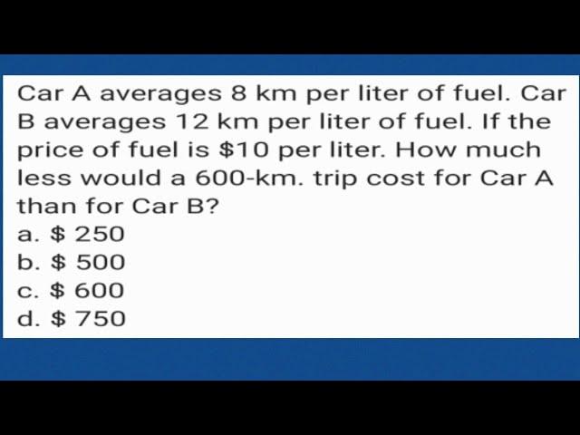 How much less would a 600-km. trip cost for Car A than for Car B