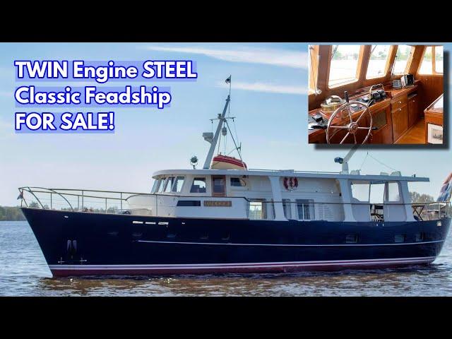 €449K STEEL Classic 1962 Canoe Stern FEADSHIP For Sale! | M/Y Haddock!