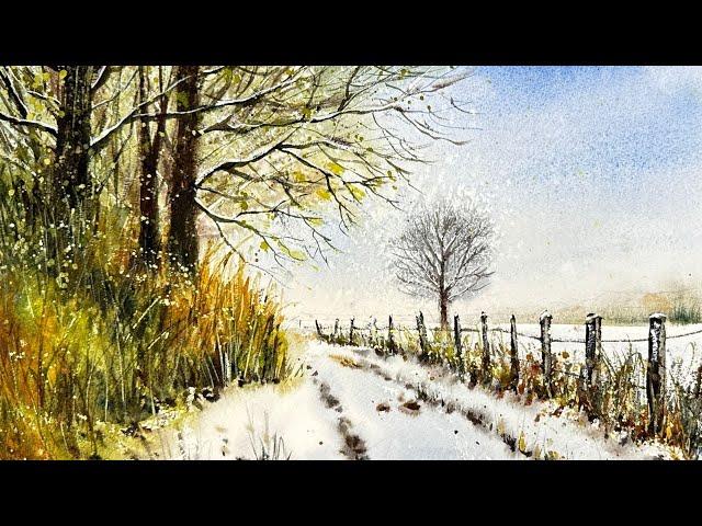 Atmospheric Step by Step Winter Landscape Watercolor Tutorial