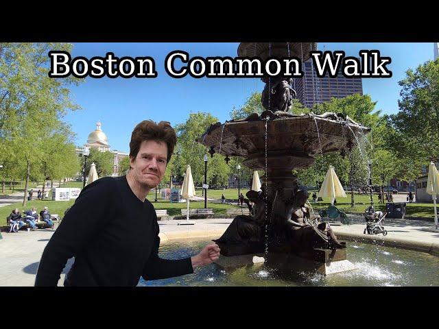 Relaxing Boston Common Walk with Historical Commentary. Brewer Fountain, The Embrace, etc.