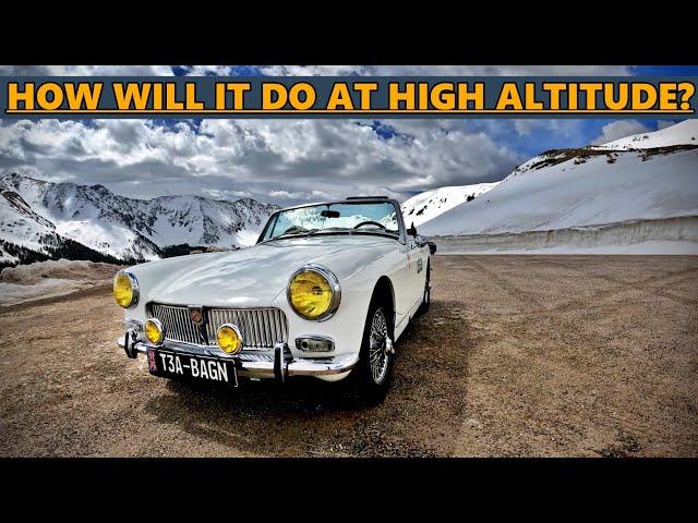 Driving my 1971 MG Midget up 11,990FT Mountain Road.