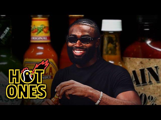 Jaylen Brown Goes Killer Whale Mode While Eating Spicy Wings | Hot Ones