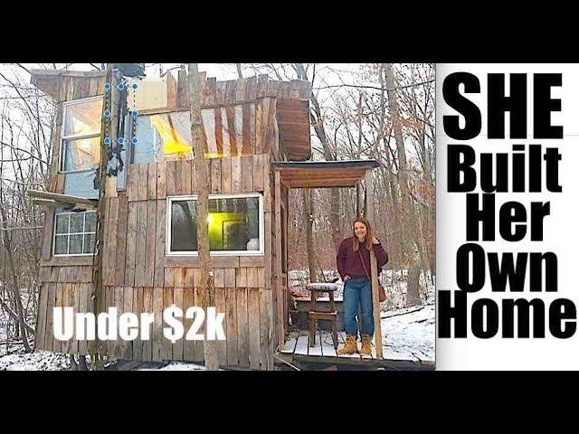 Teenage woman builds "Tree House Getaway" Tiny House for UNDER $2k!