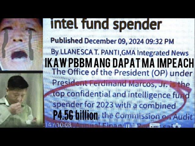 COA , BINUNYAG NA  KUNG GAANO WINALDAS ANG 4.5 BILLION NA CONFI.FUND, IKAW ANG DAPAT MA IMPEACH WEAK