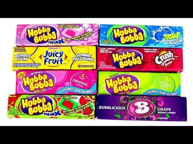 Hubba Bubba Bubble Gum Unboxing! Bubbablicious Too! Juicy Fruit Strawberry Crush Atomic Apple Max