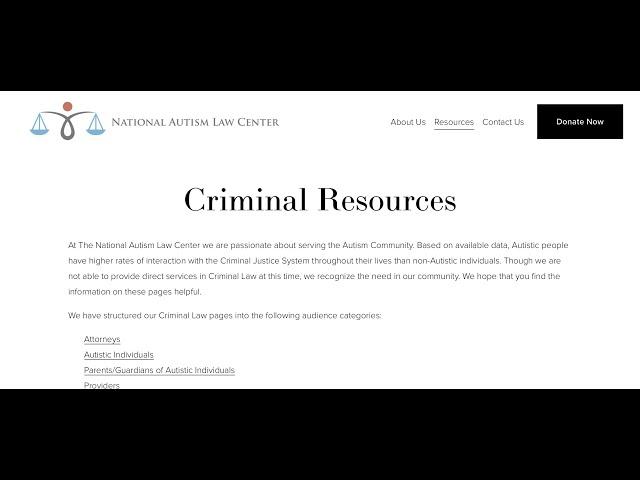 Criminal Law Resources for Autism