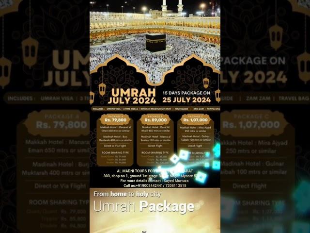 15 Days Best Umrah Tour Package at Rs. 79,000. #UmrahPackage #Umrah #Umrah2024