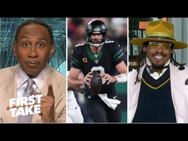 FIRST TAKE | Aaron Rodgers is not DONE? - Stephen A. & Cam Newton DISSCUSS Jets Playoffs chances