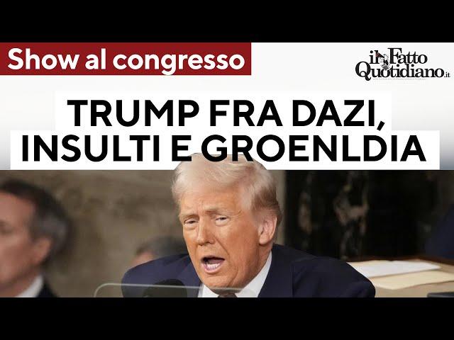 Trump show al congresso Usa: dazi, Groenlandia, insulti ai democratici (sottotitoli italiano)