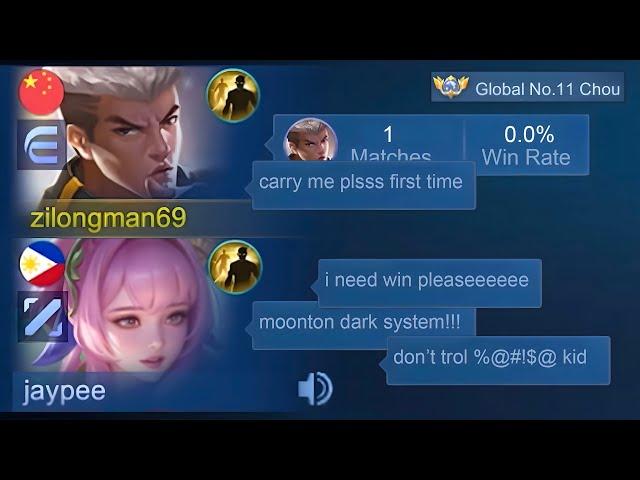 1ST TIME PLAYING CHOU PRANK!! my team rage quit after i did this... - Mobile Legends