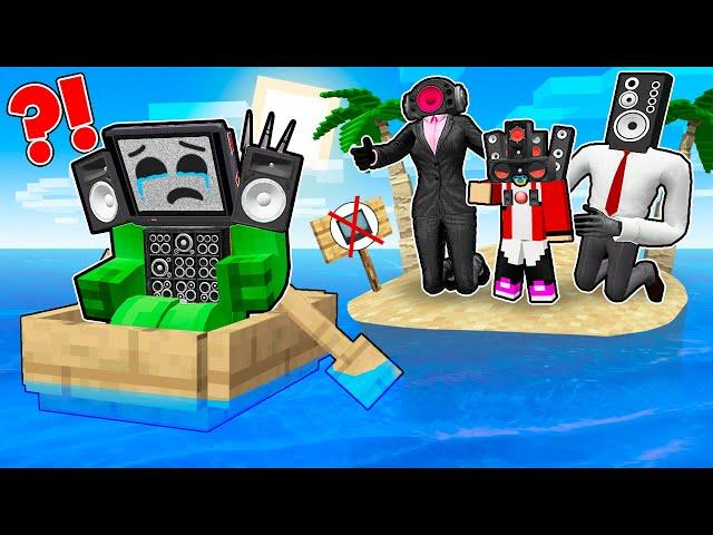 JJ FAMILY kicked MIKEY TV MAN off the ISLAND? TV FAMILY DROPPED out of MIKEY in Minecraft - Maizen
