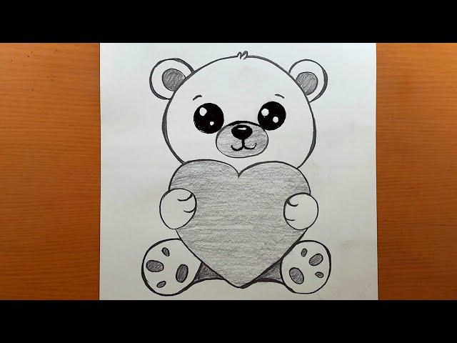 Como desenhar um lindo ursinho de pelúcia passo a passo, desenhos fáceis a lápis | Easy Drawings