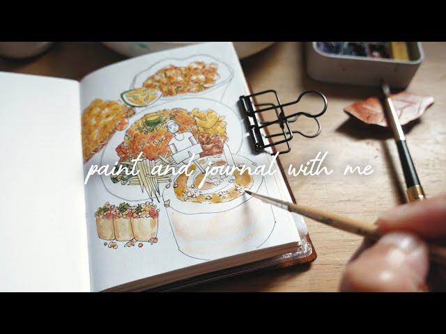 Paint and Journal With Me | Thai - Filipino Food | Sea Salt Caramel Cake | Illustrated Journal