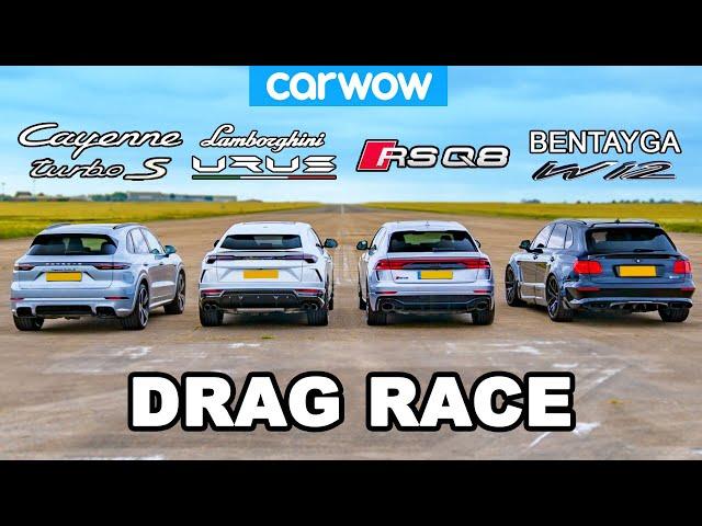 Lamborghini Urus vs Audi RSQ8 vs Bentley Bentayga vs Porsche Cayenne Turbo S: DRAG RACE