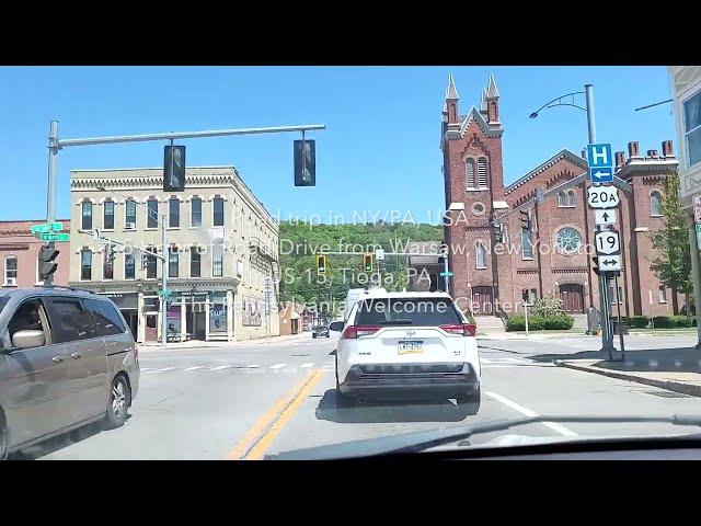 Road trip in NY/PA, USA | 1.5 Hour of Road Drive from Warsaw, New York to US-15, Tioga, Pennsylvania