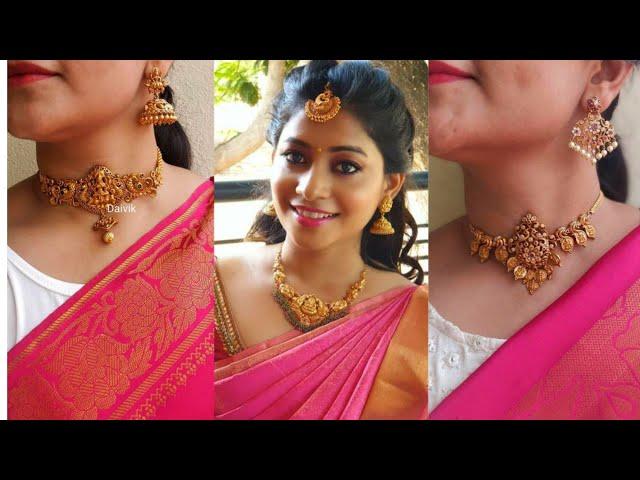 Light Gold South Indian Choker Necklace Designs 2023| Indian Jewellery Design 2023