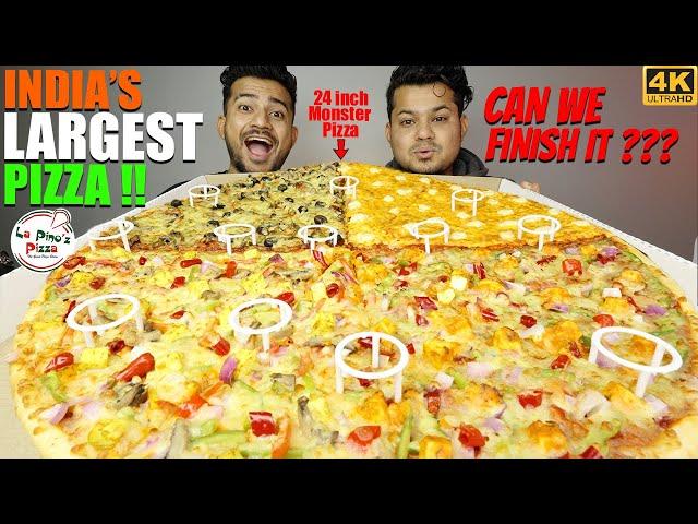 CAN WE FINISH INDIA'S LARGEST PIZZA ?? 24inch Monster Pizza From La Pinoz Mukbang with Elder Brother