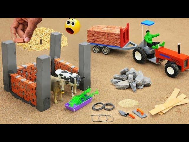 diy tractor making concrete cow shed construction science project  @Joytractor-99