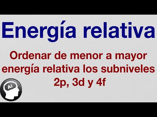 Ordenar de menor a mayor energía relativa los siguientes subniveles: 5p, 7s, 3d y 4s