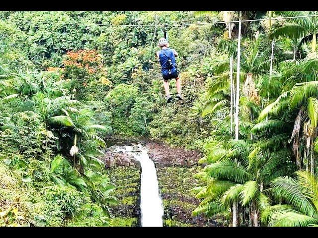 Big Island Hawaii Zipline Experience 450' Over Kolekole Falls Waterfall Video Review How to