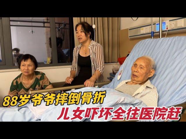 88岁爷爷摔倒住院了，医生的话让奶奶自责的哭了，儿女全往医院赶