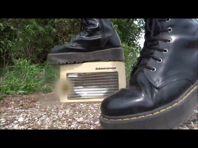 Dr Martens Jadon Boots stomp trample and destroy vintage small radio