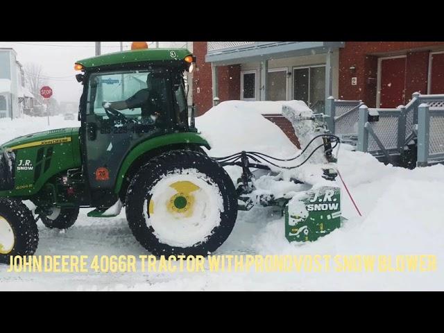 John Deere 4066R Tractor Working with Pronovost Snow Blower From The JR SNOW Fleet (Like A Boss!!)