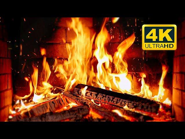  Cozy Fireplace 4K (12 HOURS). Fireplace with Crackling Fire Sounds. Crackling Fireplace 4K