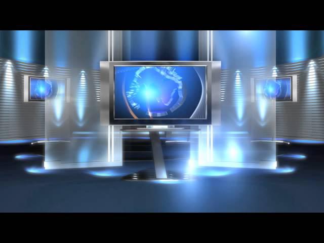 free virtual news studio background virtual set blue long HD