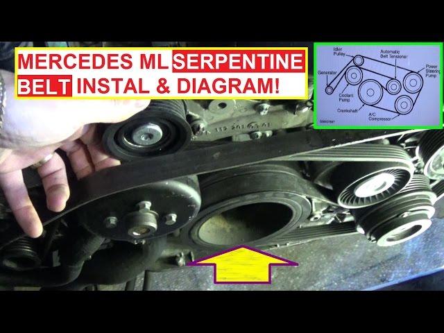 Serpentine Belt Replacement Install and Belt Diagram Mercedes W163 ML320 ML430 ML500 ML350