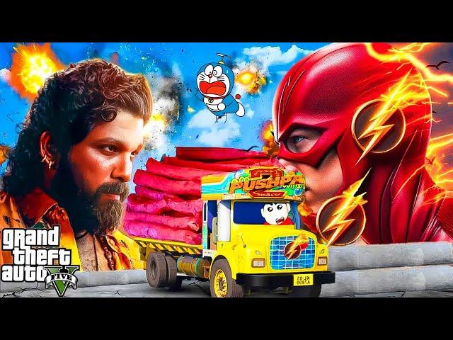 Flash Shinchan VsPushpa Titan Epic Fight To Save World Franklin &Shinchan In GTA 5 Telugu