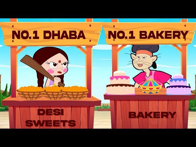 Chutki - Food Challenge | Dhaba VS Bakery | Cartoons for Kids in Hindi