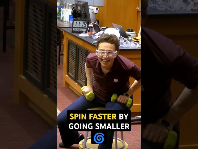 Spin faster by going smaller!  #DrTatiana #science #funny #shorts