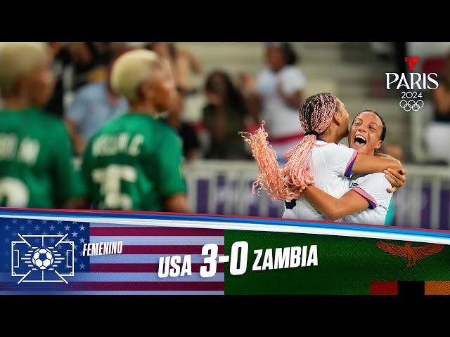 Highlights & Goles: USA vs Zambia 3-0 | Juegos Olímpicos París 2024 | Telemundo Deportes