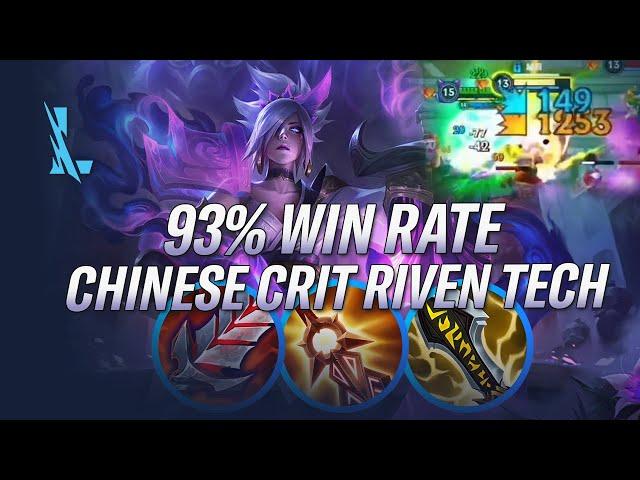 93% WIN RATE | LEAGUE OF ONESHOT! CRIT RIVEN IS THE NEW OP BUILD! CHINA RIVEN RiftGuides | WildRift