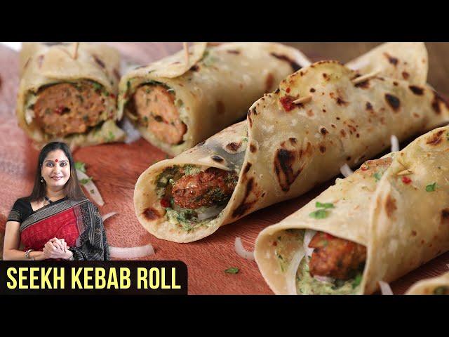 Chicken Kebab Roll Recipe | How To Make Chicken Seekh Kebab In Philips Air Fryer | Smita Deo