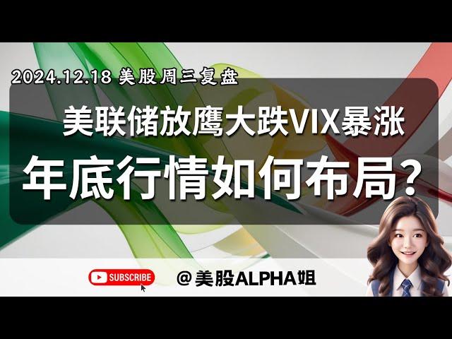 【美股Alpha姐】2024.12.18 周三美股复盘｜美联储放鹰大跌VIX暴涨，年底行情还会来吗？｜这两只股票可以抄底了？