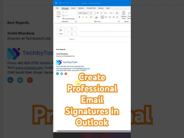 Create Professional Email Signatures in Outlook #outlook #emailsignatures #shorts #techbytosh